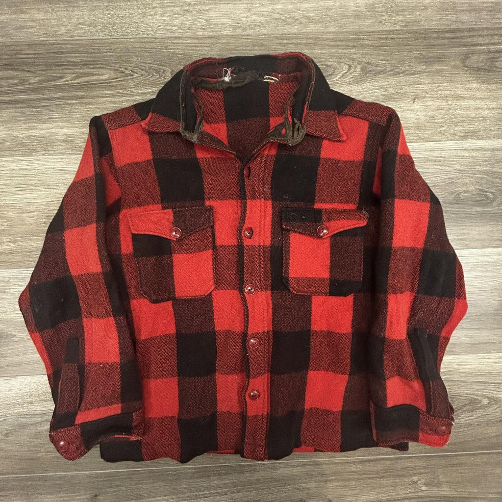 True Vintage 50s Woolrich Flannel Shirt Jacket Mens Medium Buffalo Plaid USA