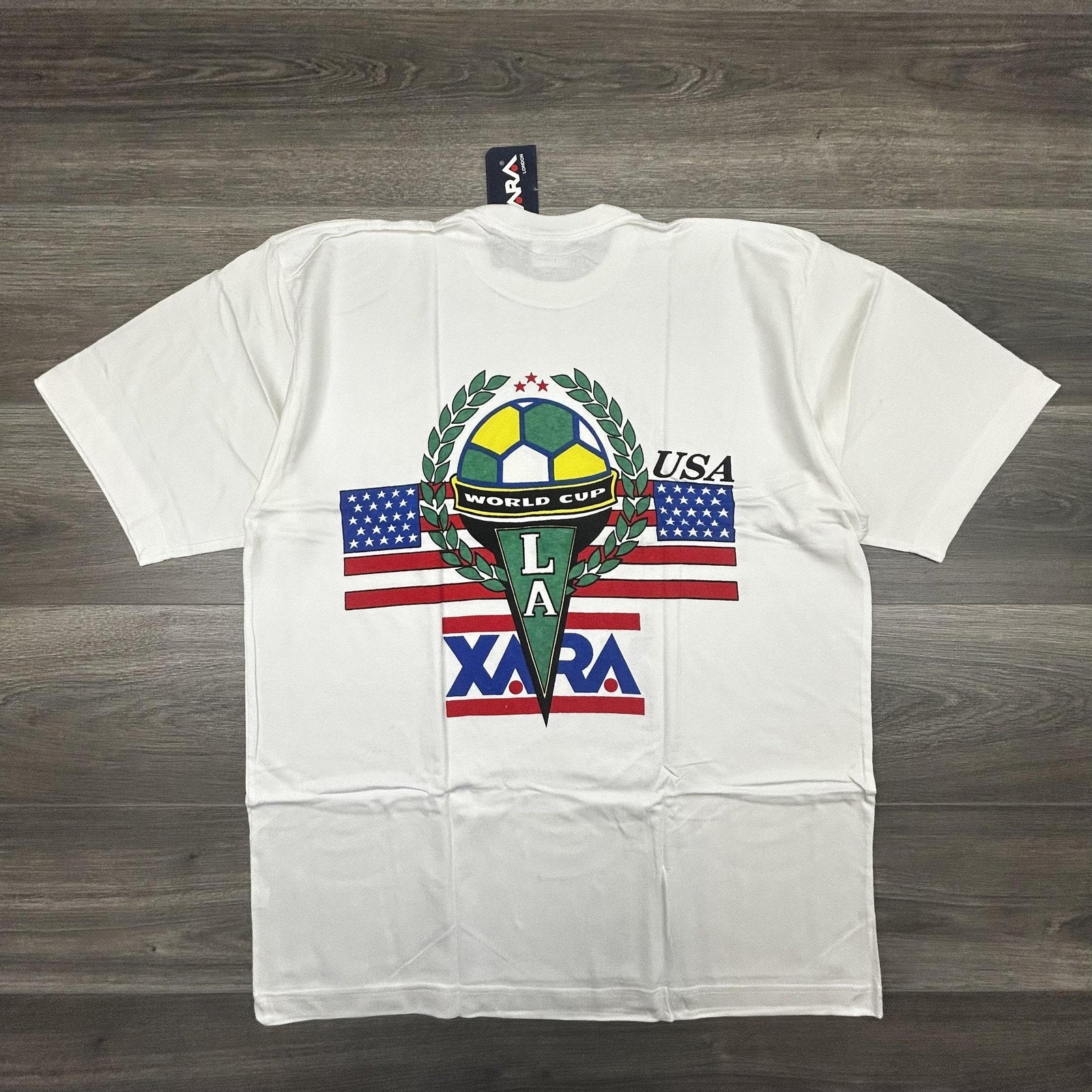 Vintage World Cup Shirt Mens Large White Team USA Los Angeles Xara Soccer 90s