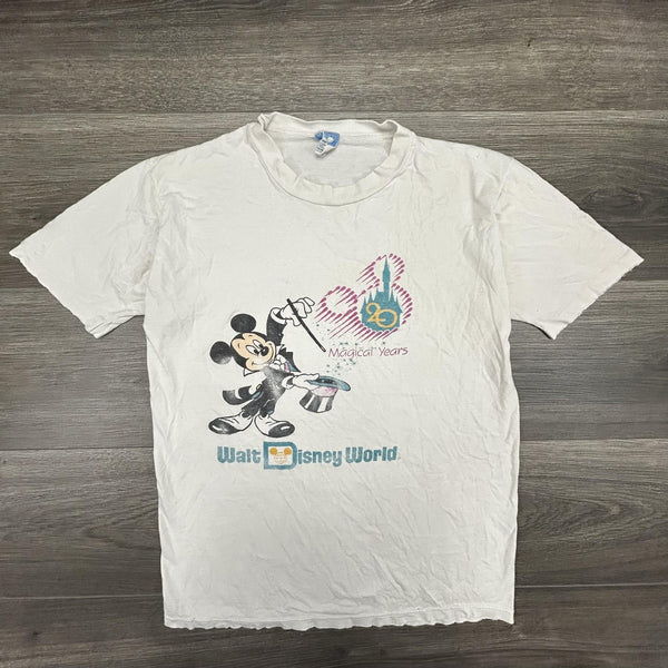 Vintage 80s Disney Mickey Mouse Shirt Mens Medium White 20 Magical Years USA