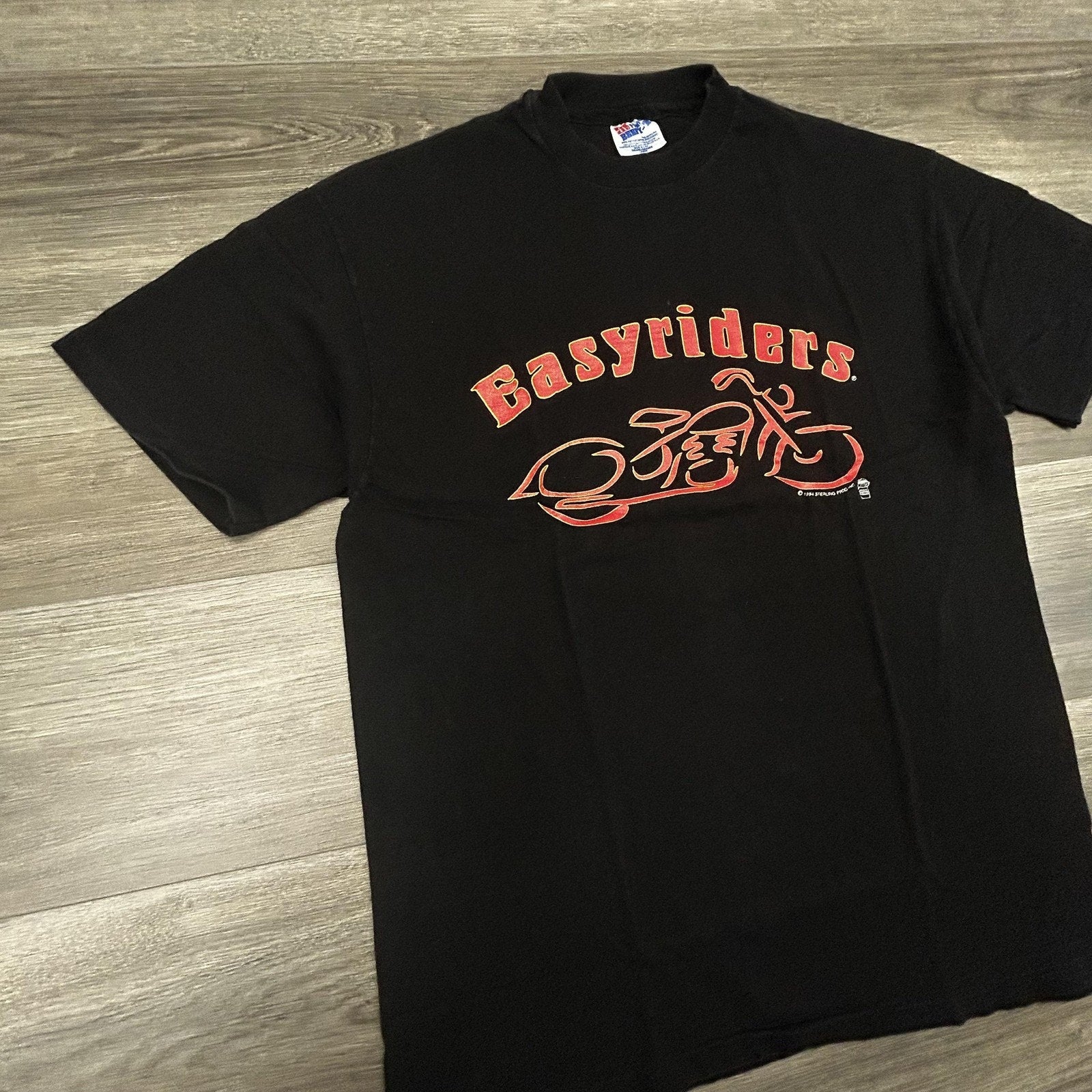 Vintage Easyriders Shirt Mens Large Black Faded Single Stitch Biker 90s USA 1994