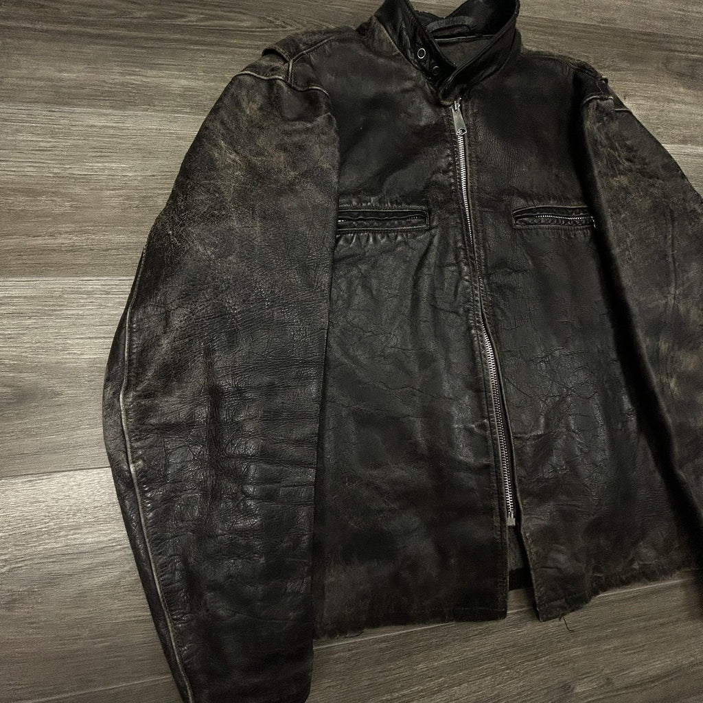 True Vintage 50s Brooks Motorcycle Leather Jacket Large Talon Zipper Biker Cafe