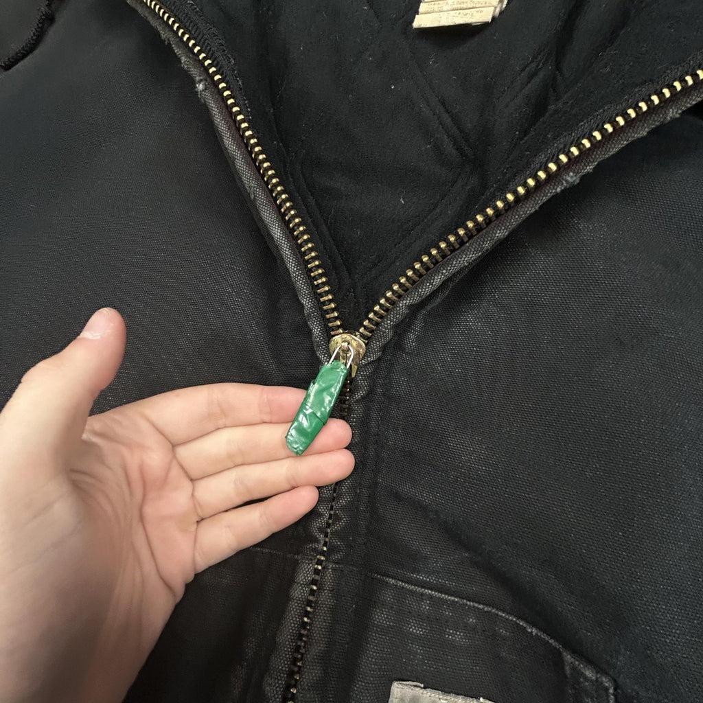 Vintage Carhartt Jacket Mens 2XL Black Hooded Canvas Faded Thrashed J04 BLK 90s