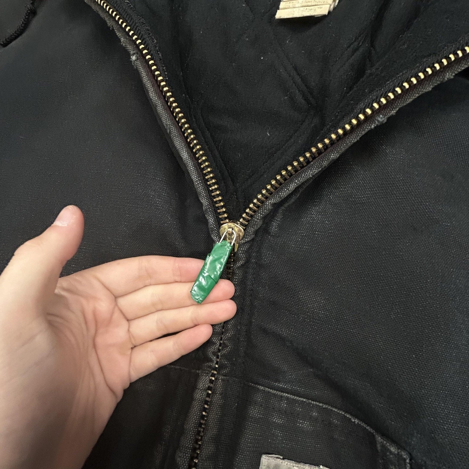 Vintage Carhartt Jacket Mens 2XL Black Hooded Canvas Faded Thrashed J04 BLK 90s