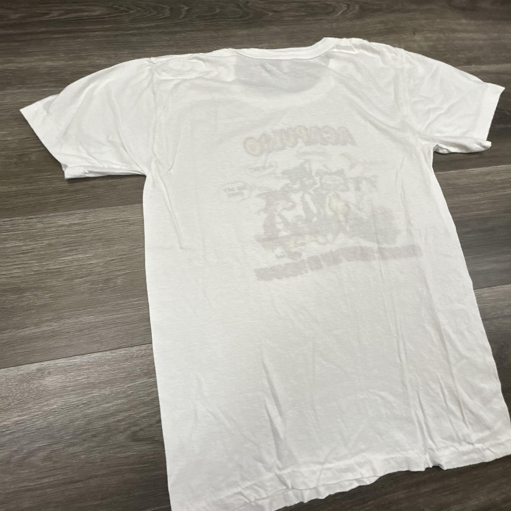 Vintage 70s Weed Shirt Mens Small White Single Stitch Drinking Cannabis Funny