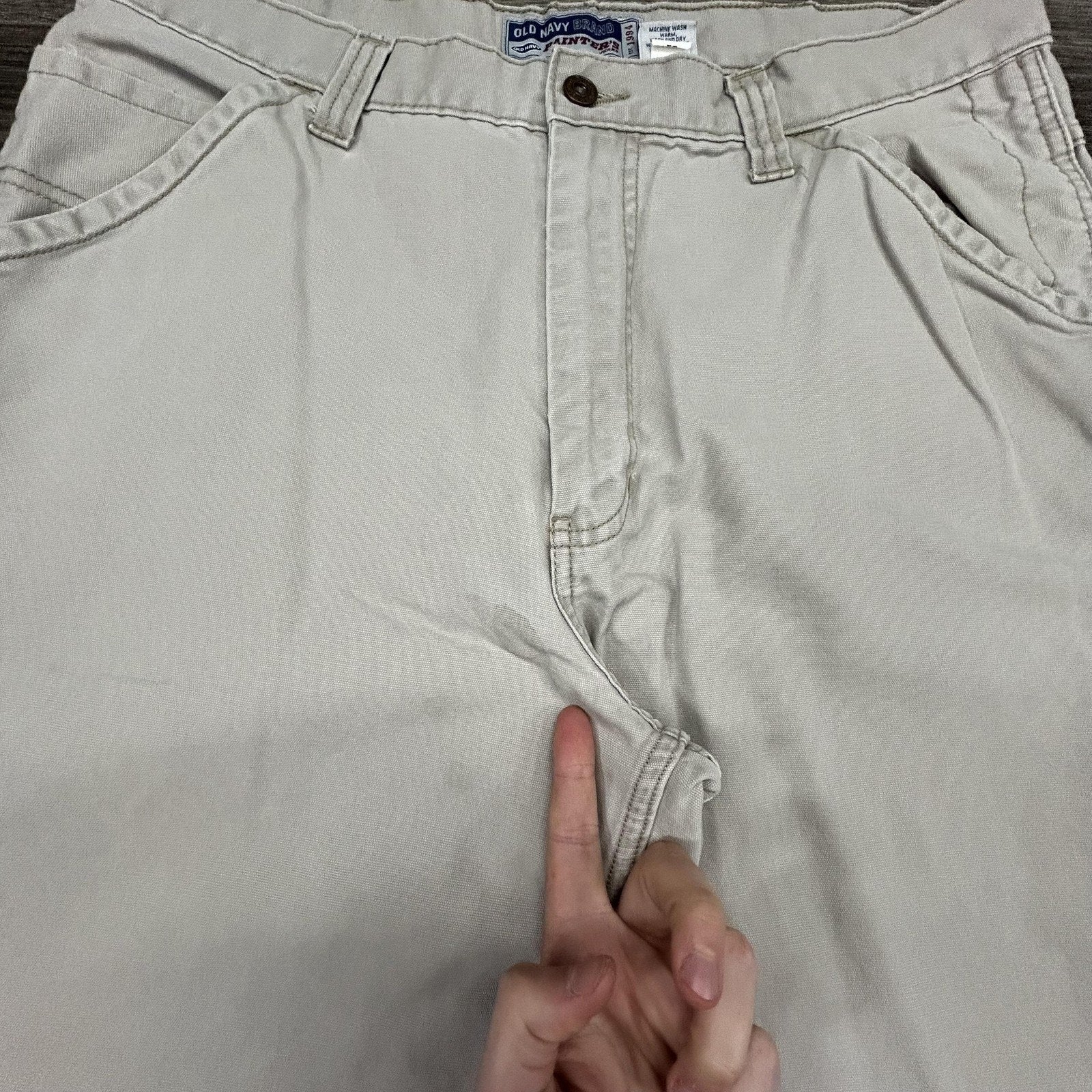 Vintage Old Navy Painter's Jeans Mens 36x30 Beige Relaxed Wide Leg Carpenter Y2K