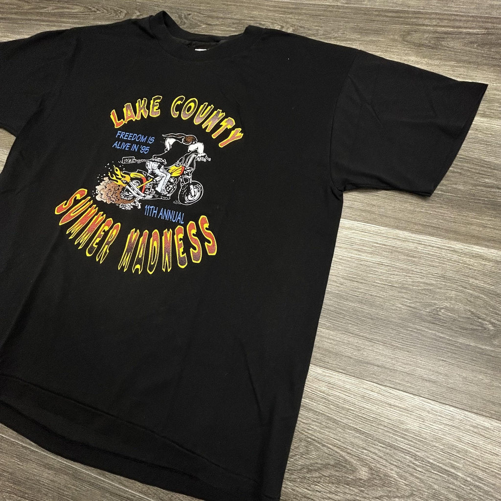 Vintage Motorcycle Shirt Mens Large Black Biker Single Stitch Made in USA 90s