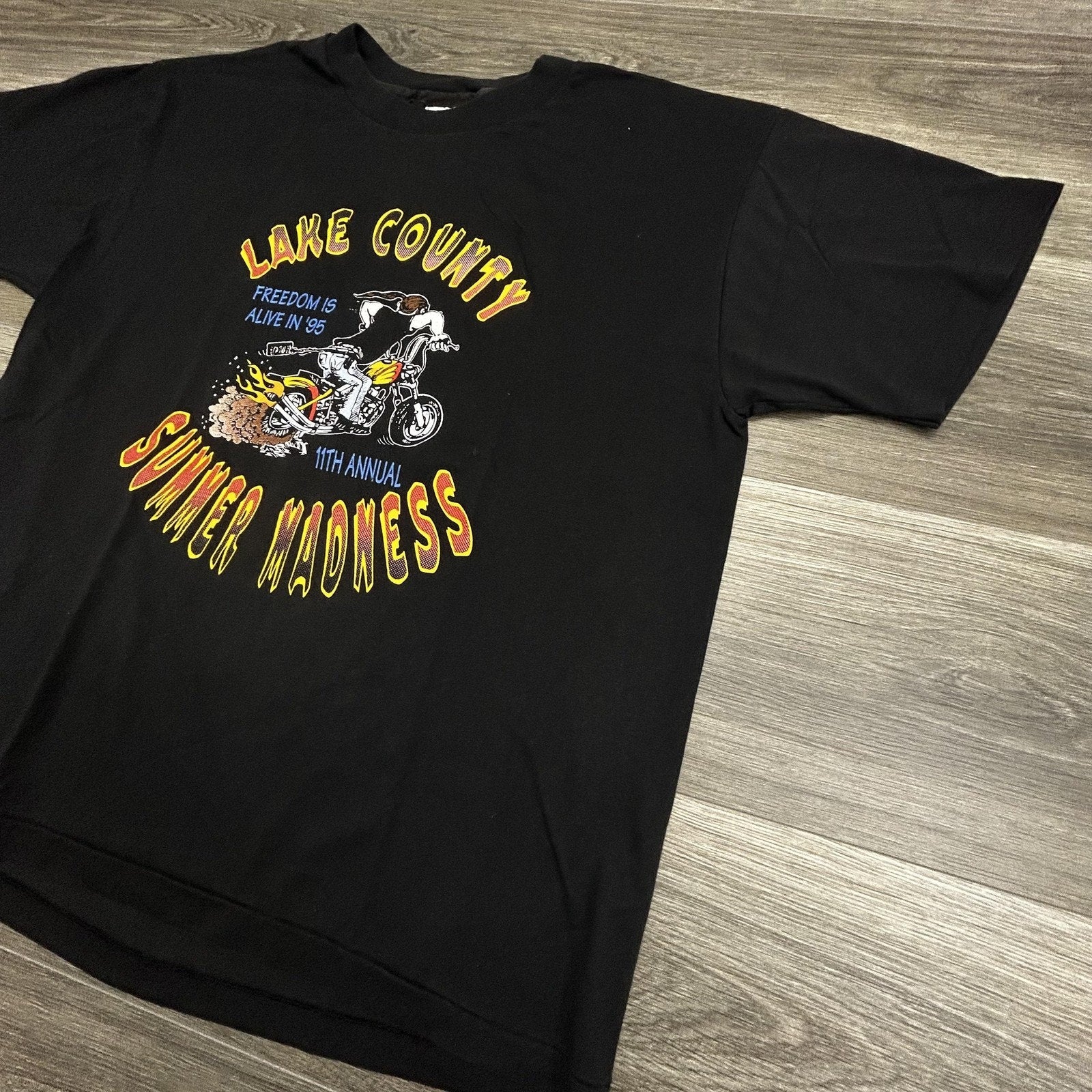 Vintage Motorcycle Shirt Mens Large Black Biker Single Stitch Made in USA 90s