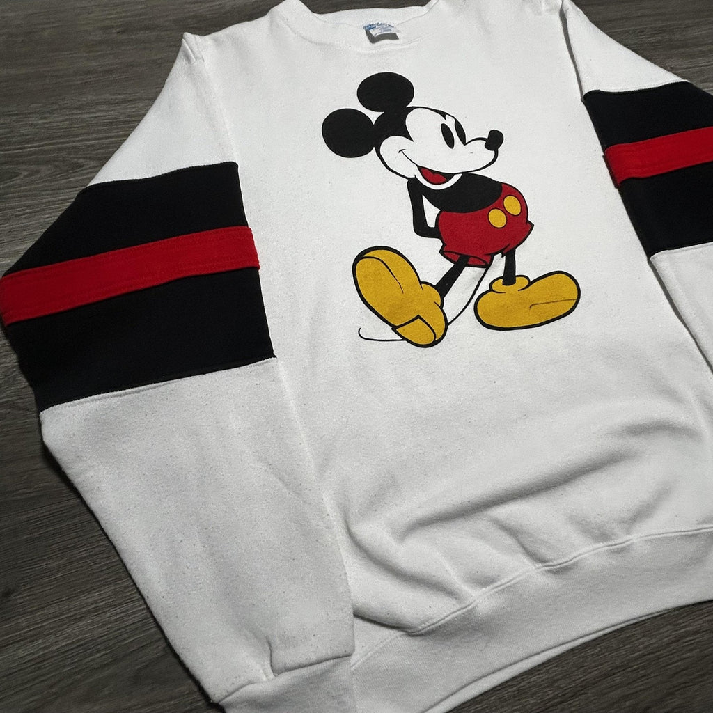 Vintage Disney Mickey Mouse Sweatshirt Mens XL White Graphic Rugby 90s Made USA