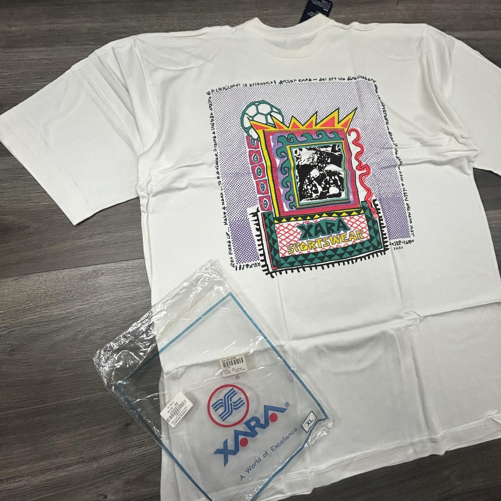 Vintage World Cup Shirt Mens XL White Xara Soccer Trash Talk Deadstock 90s USA