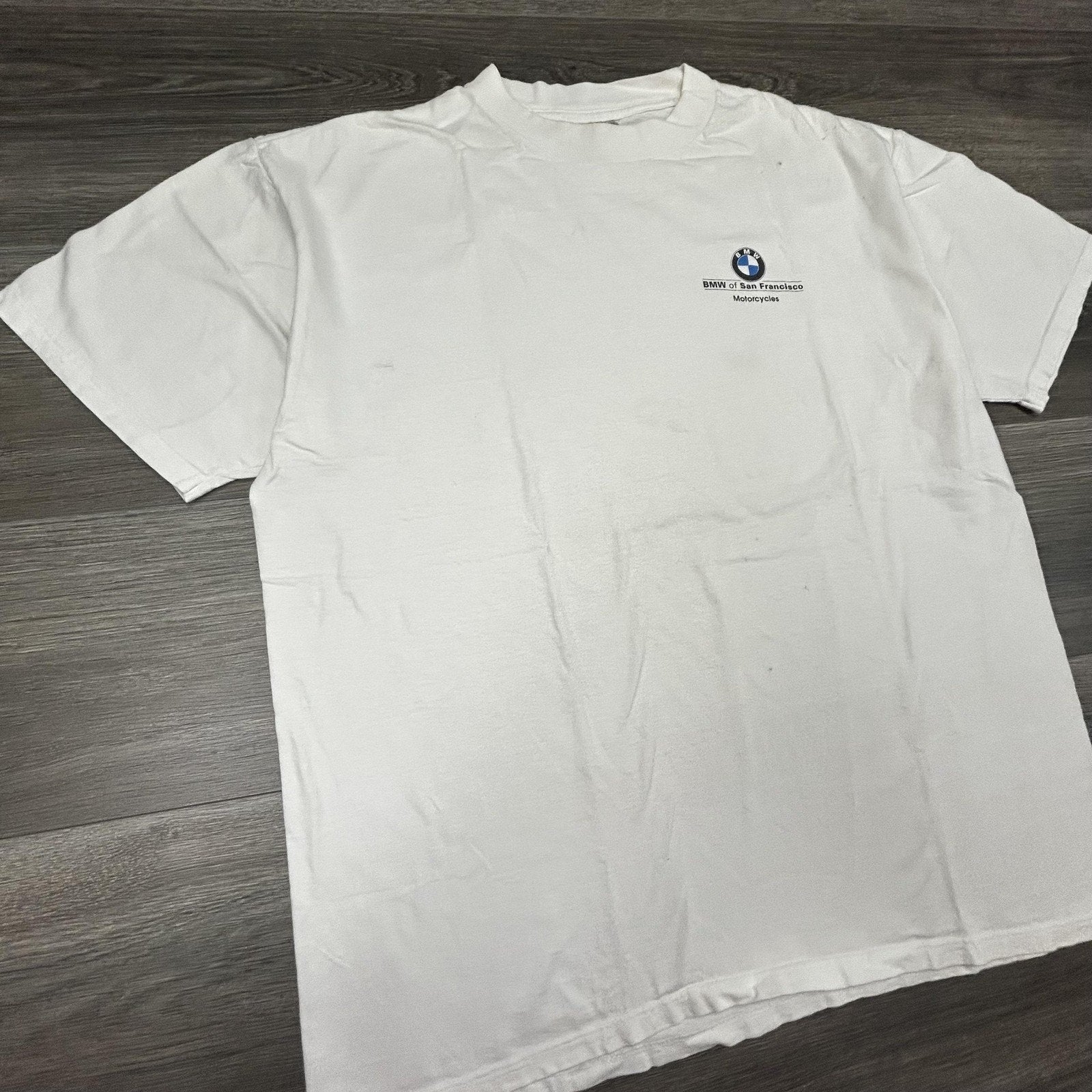Vintage BMW Motorcycles Shirt Mens XL White San Francisco Dealer Racing 90s