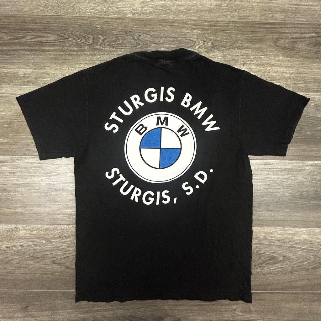 Vintage BMW Motorcycle Shirt Mens Medium Black Sturgis Racing Beamer 90s