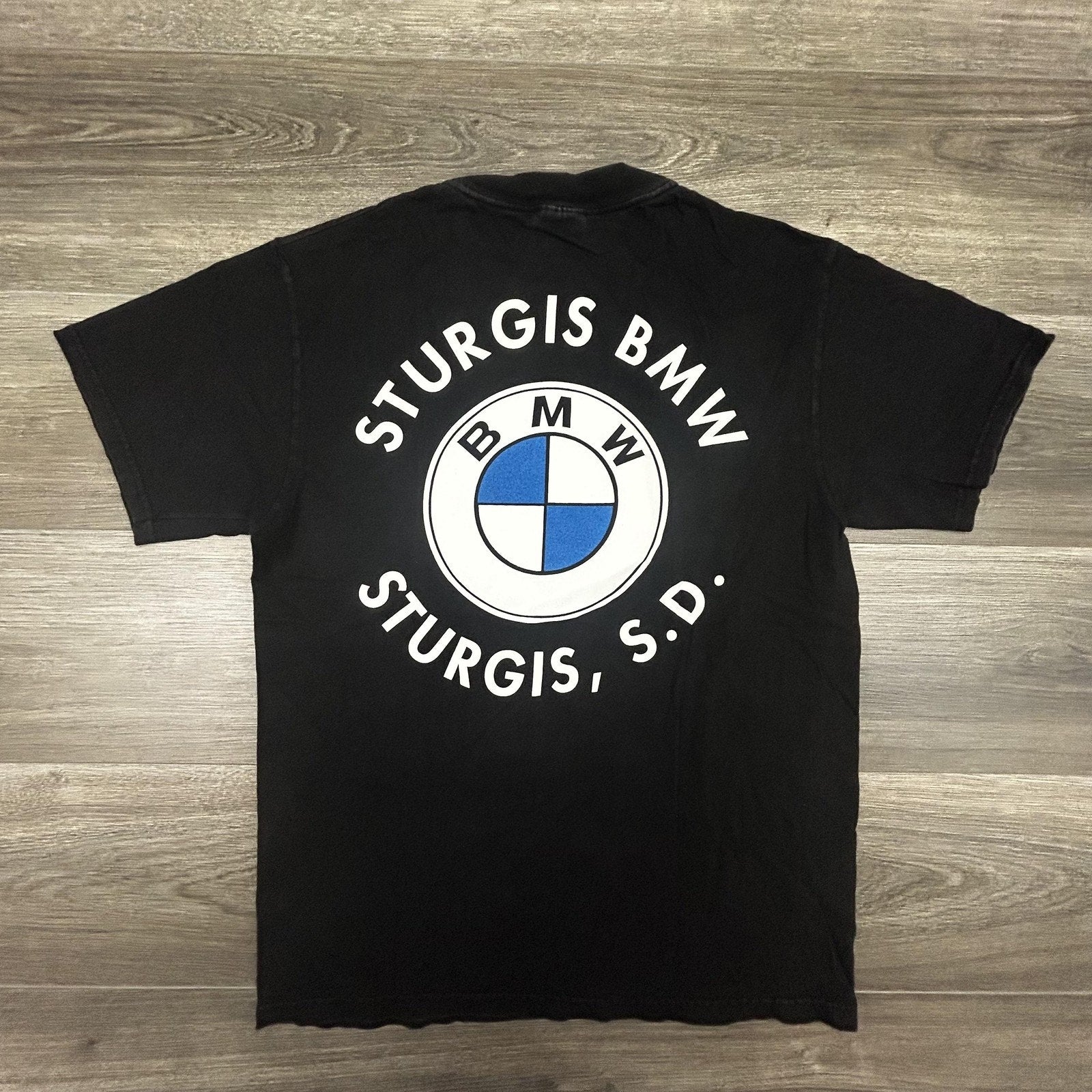 Vintage BMW Motorcycle Shirt Mens Medium Black Sturgis Racing Beamer 90s