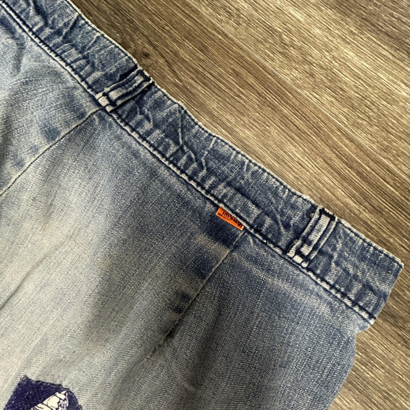 Vintage 70s Levis Jeans 32x32 Blue Wide Leg Flare Bell Bottom Talon Orange Tab