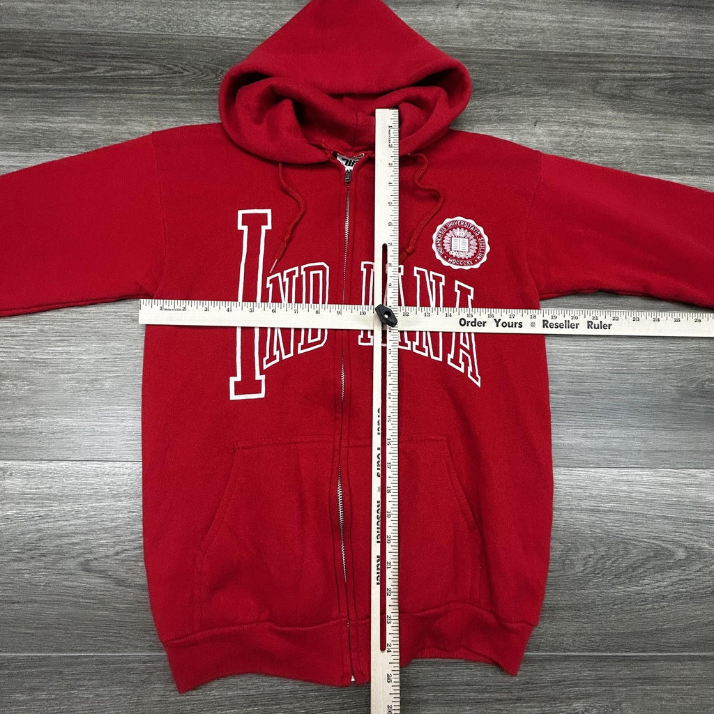 Vintage Indiana Hoosiers Full ZIp Hoodie Mens Small Red NCAA Made in USA 80s