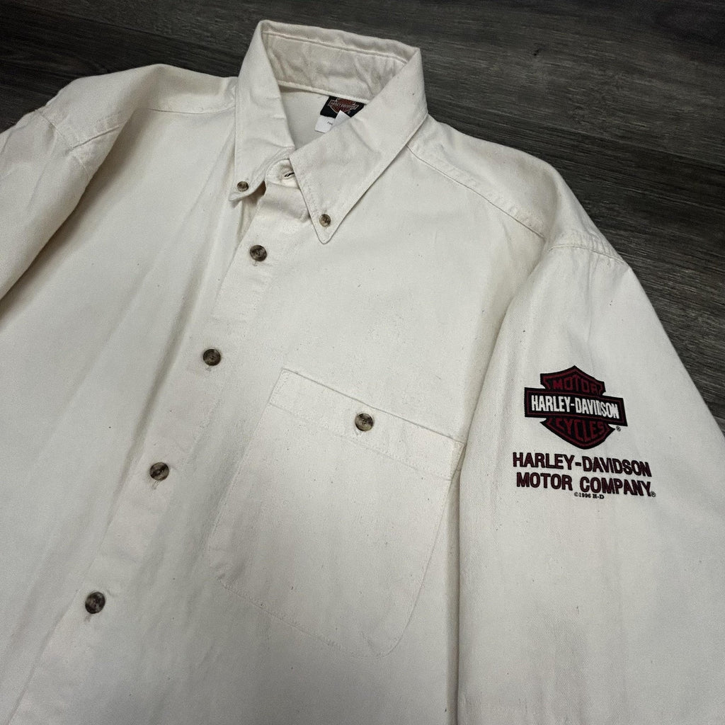 Vintage Harley Davidson Shirt Mens Medium White Sturgis 1997 Biker Short Sleeve