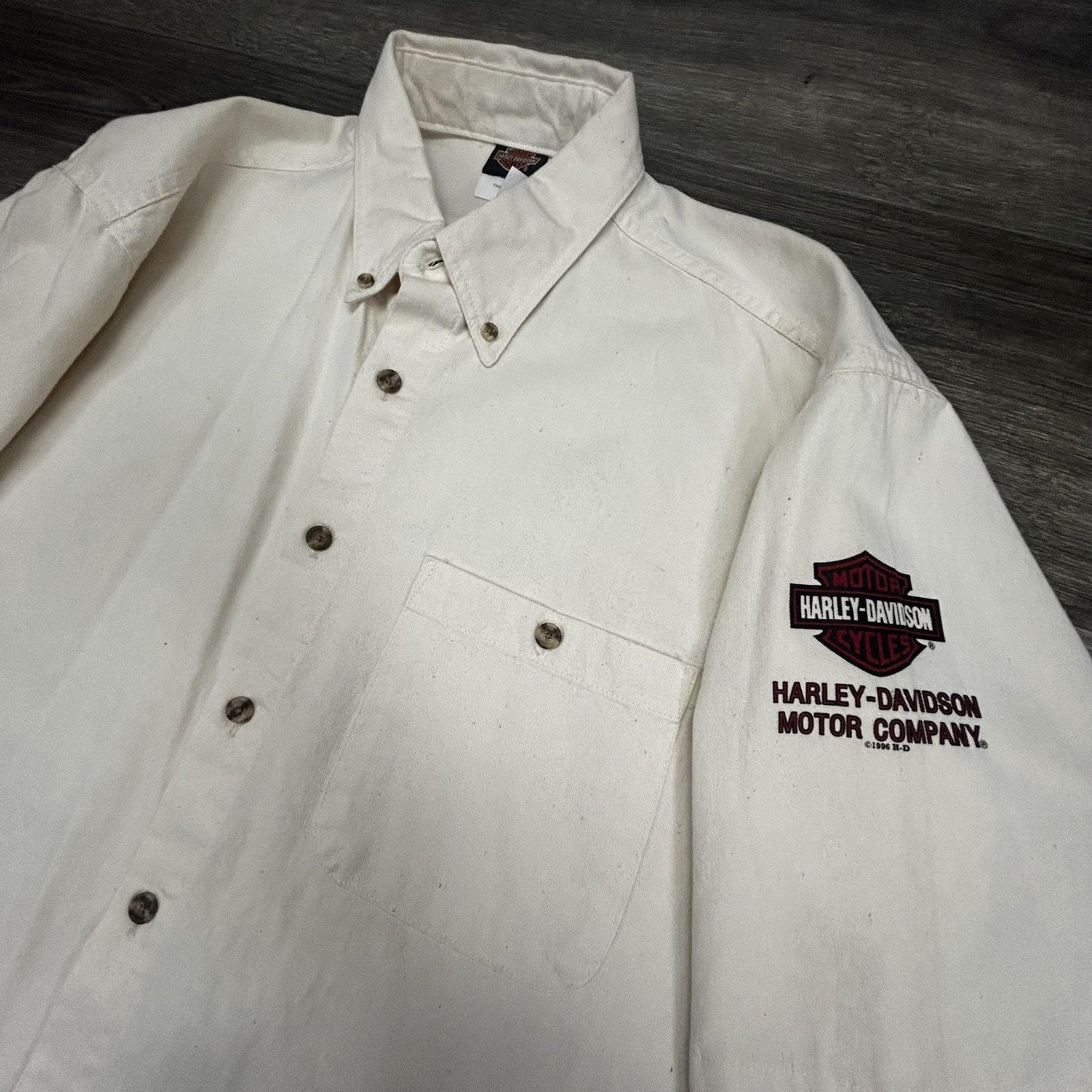 Vintage Harley Davidson Shirt Mens Medium White Sturgis 1997 Biker Short Sleeve