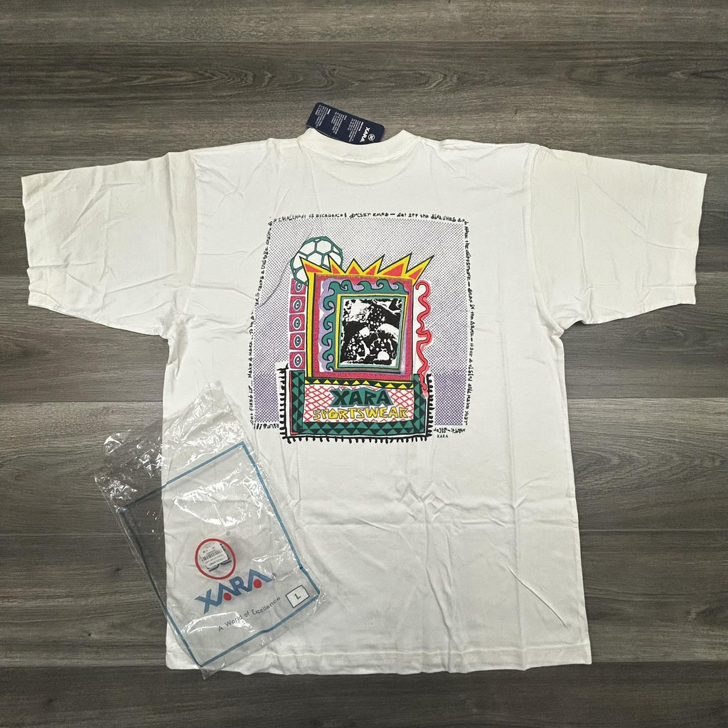 Vintage World Cup Shirt Mens Large White Trash Talk Los Angeles Xara Soccer 90s