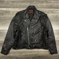 Vintage Hot Leathers Jacket Mens 50 Black Motorcycle Biker Belted Side Lace Zip 90s