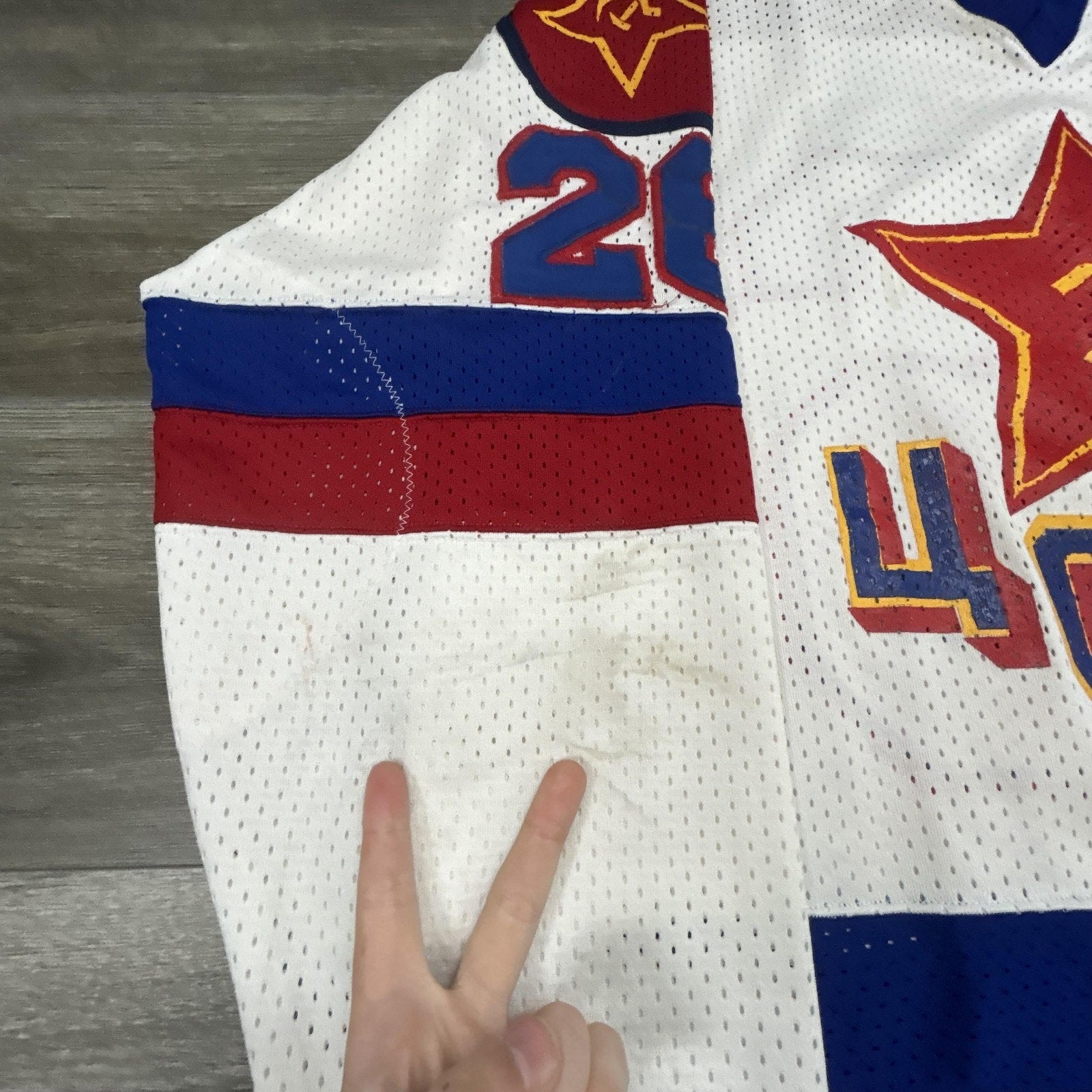 Vintage CSKA Moscow Hockey Jersey Mens XL White Soviet Union Hammer Sickle USA