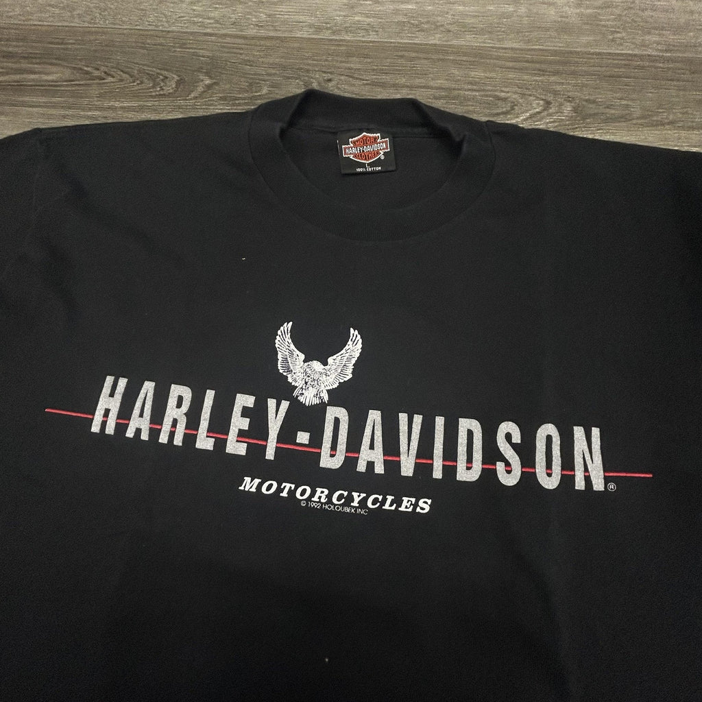 Vintage Harley Davidson Shirt Mens Large Black Black Hills Single Stitch 90s USA