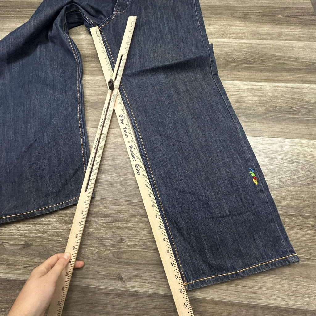 Vintage Coogi Jeans Mens 40x32 Dark Wash Baggy Wide Leg Embroidered Pockets Y2K