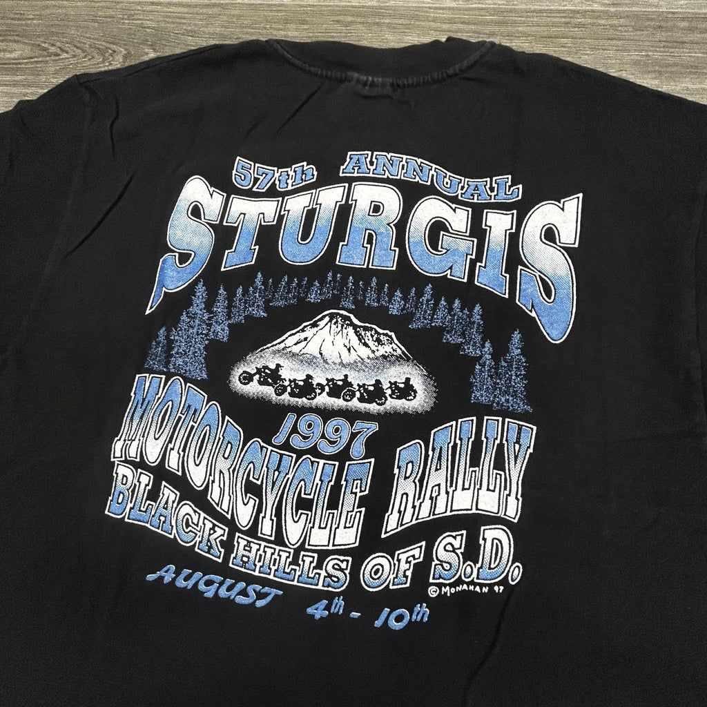 Vintage Sturgis Shirt Mens Large Black Single Stitch Eagle Motorcycle USA 1997