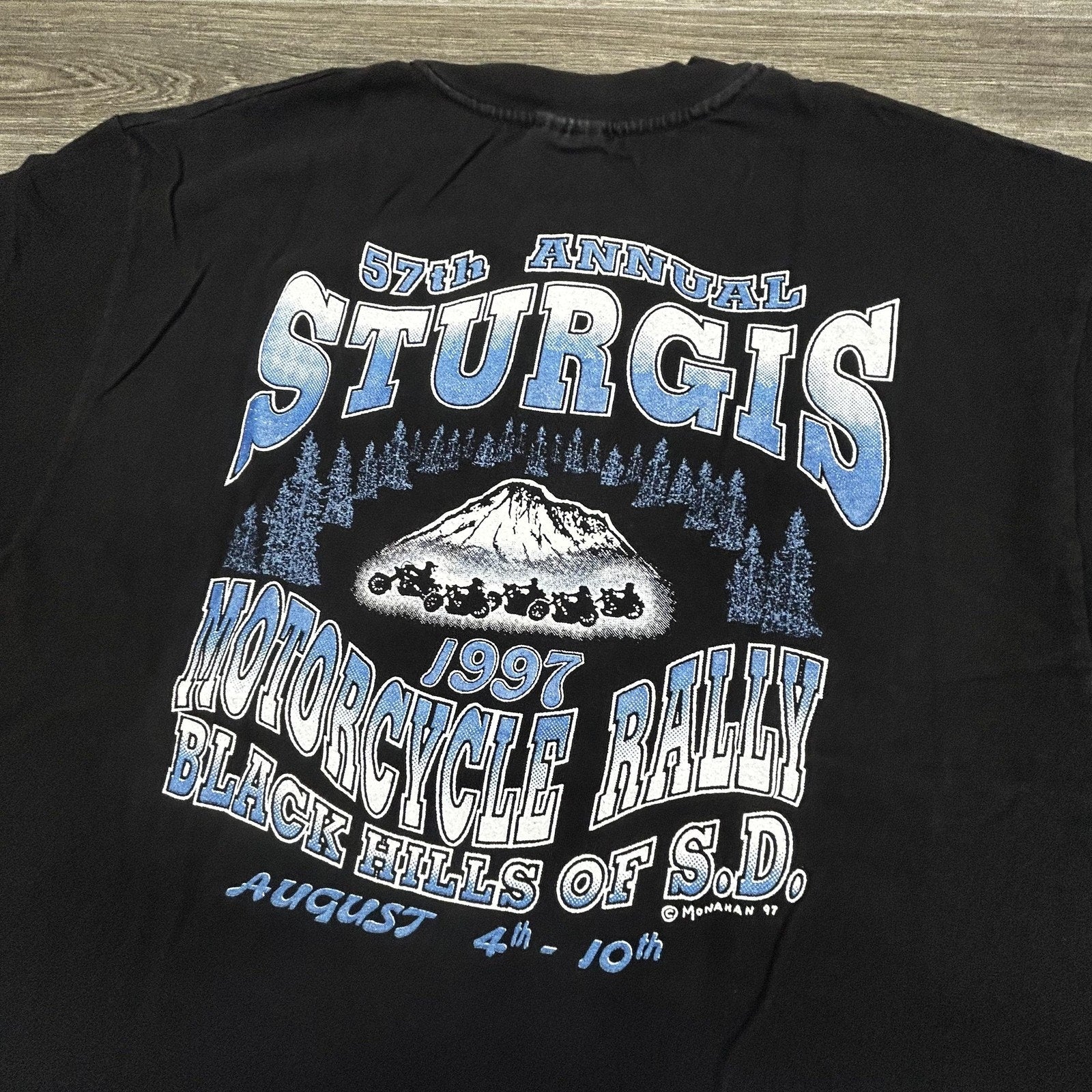Vintage Sturgis Shirt Mens Large Black Single Stitch Eagle Motorcycle USA 1997