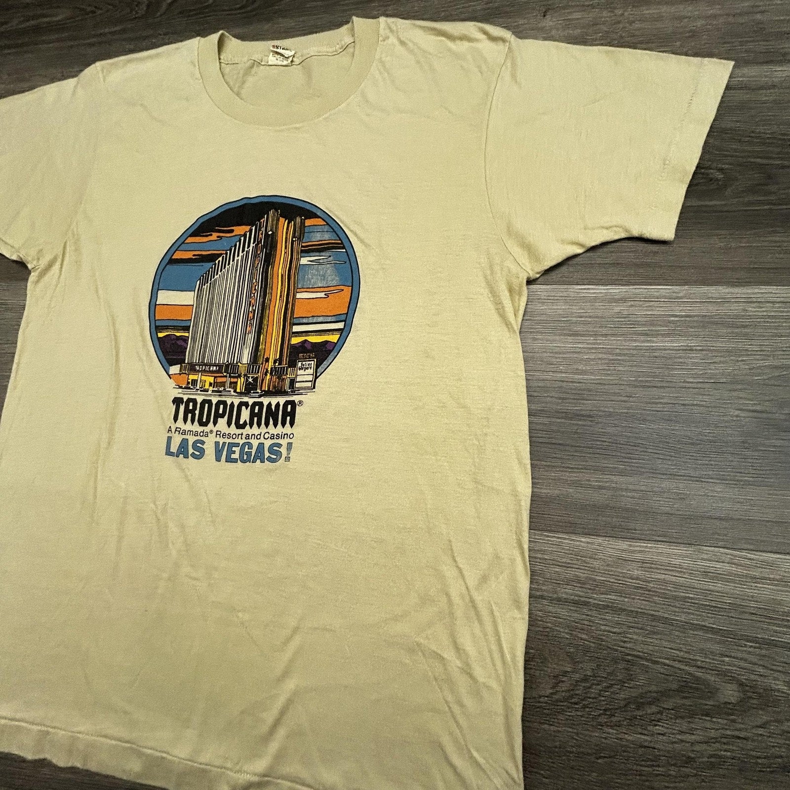 Vintage 80s Tropicana Las Vegas Shirt Mens Large Casino Faded Paper Thin USA