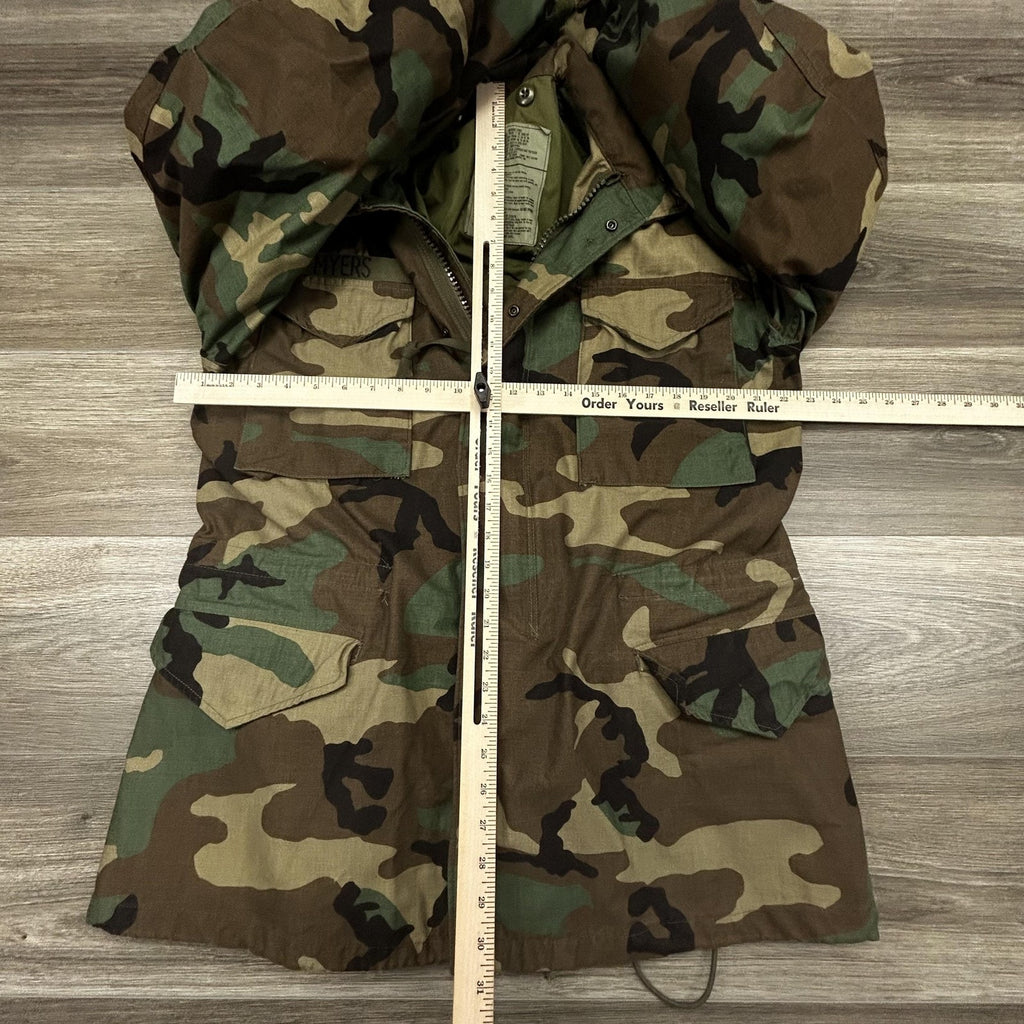 Vintage US Military M65 Field Jacket Mens Medium Long Camo Coat Cold Weather 90s
