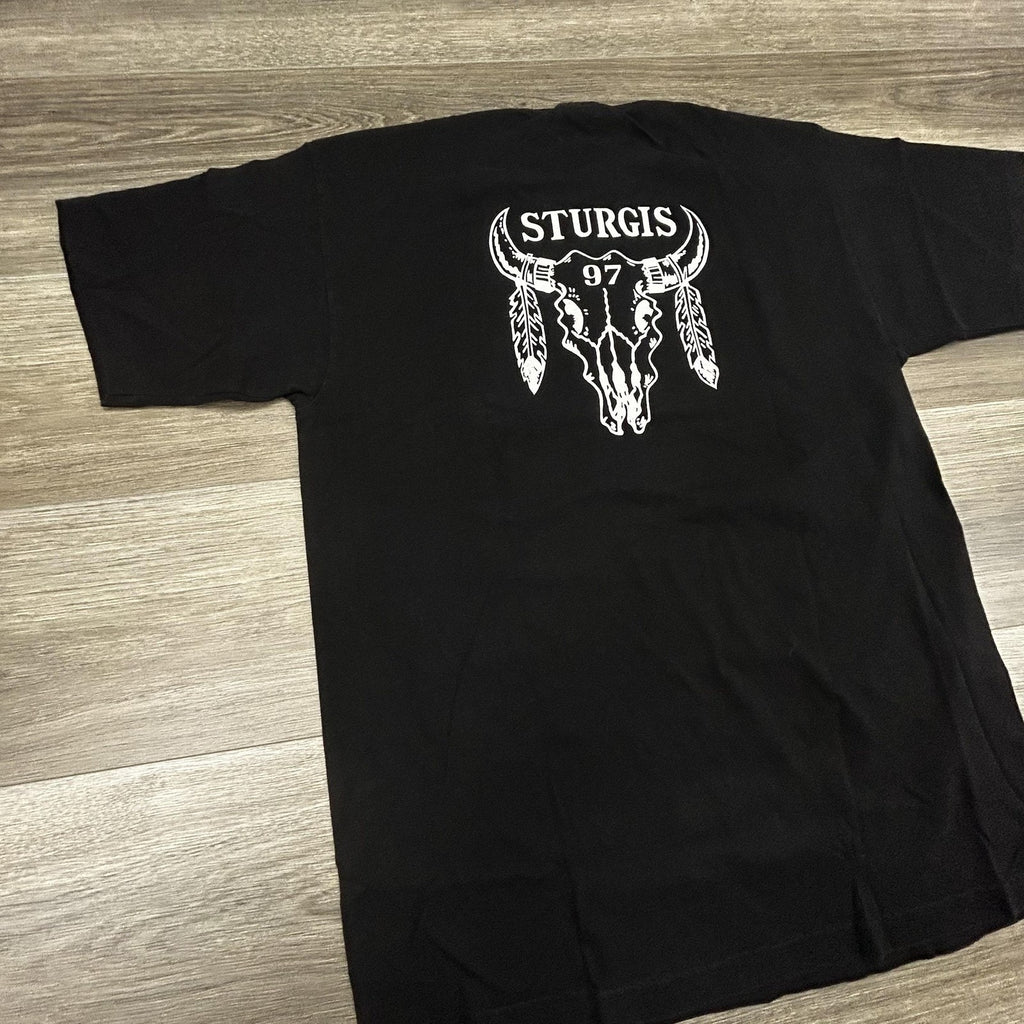 Vintage 90s Sturgis Shirt Mens Large Black Single Stitch Faded 1997 Biker USA