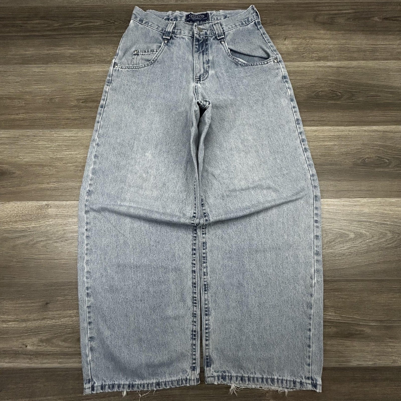 Vintage Lee Pipes Jeans Mens 28x29 Light Wash Wide Leg Baggy Rave JNCO Y2K