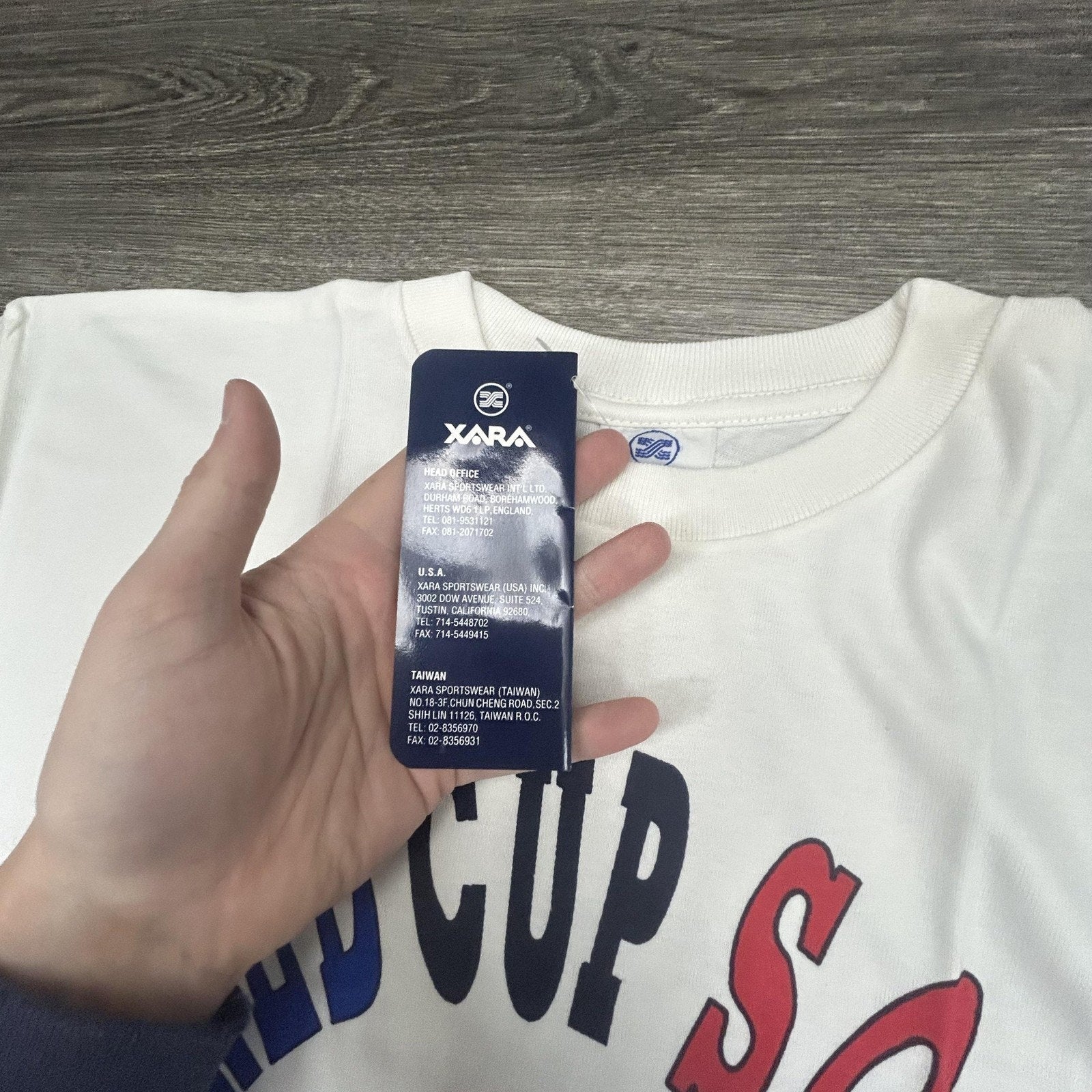 Vintage World Cup Shirt Mens Large White Dallas LA XARA Soccer Deadstock USA 90s