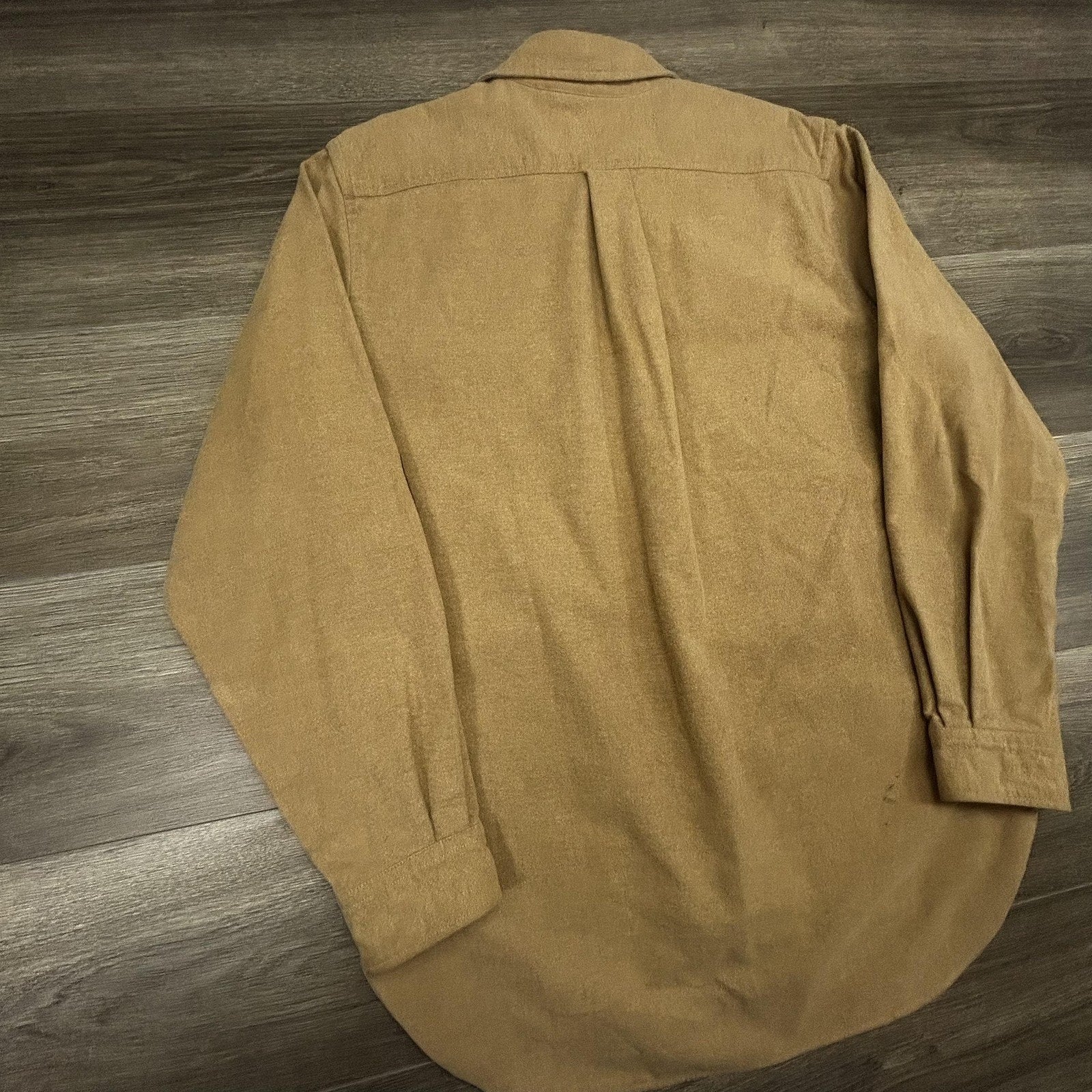 Vintage LL Bean Chamois Flannel Shirt Mens Medium Brown Suede Patches Hunting