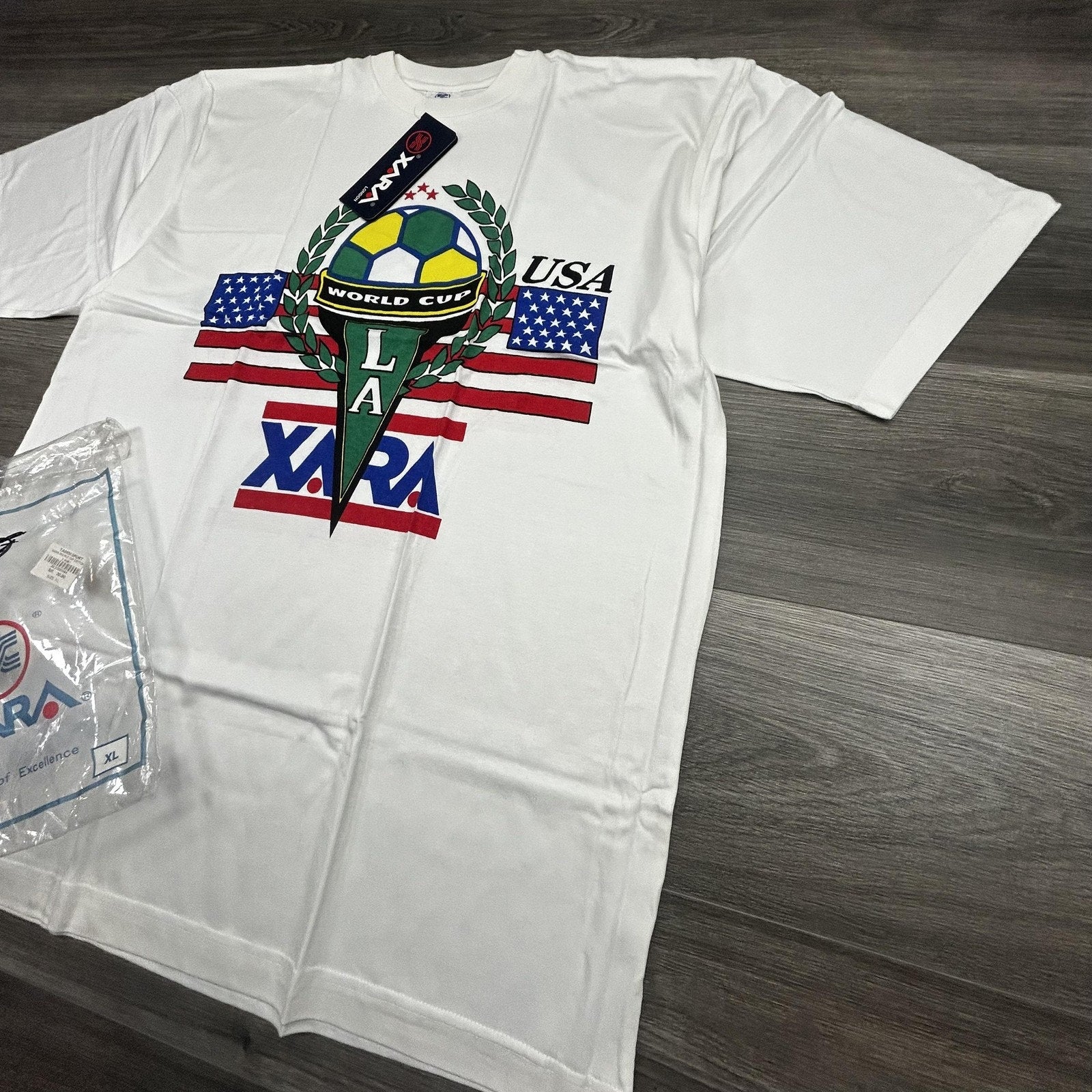 Vintage World Cup Shirt Mens XL White Team USA Los Angeles Soccer Xara 90s USA