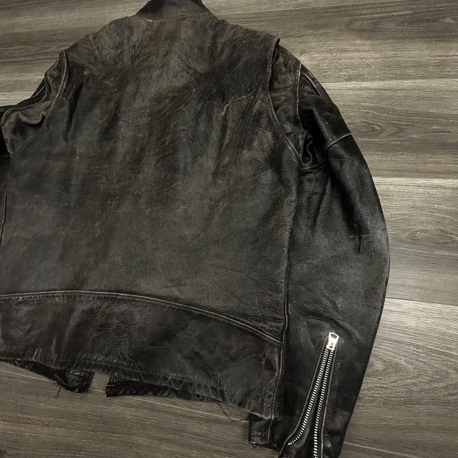 True Vintage 50s Brooks Motorcycle Leather Jacket Large Talon Zipper Biker Cafe