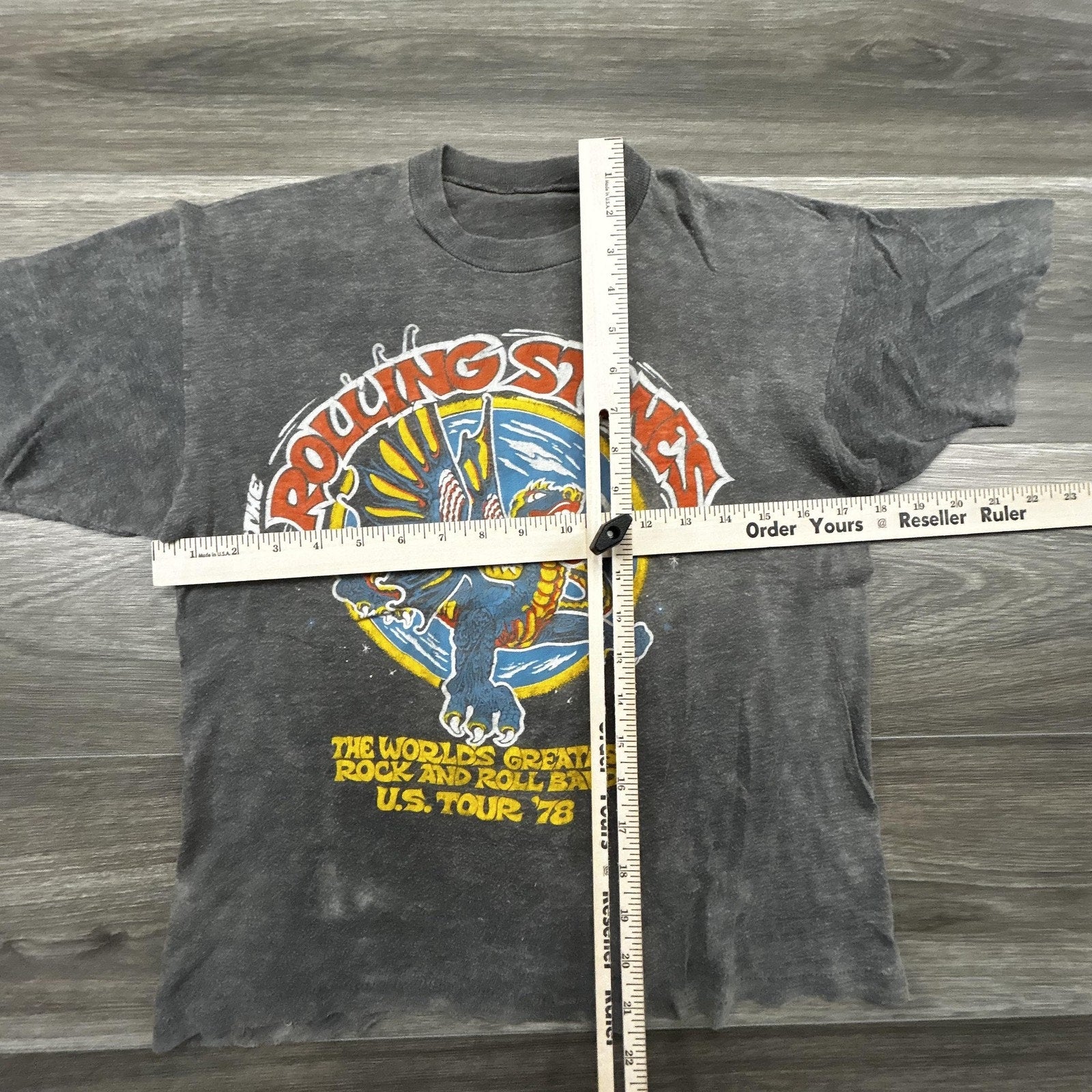 Vintage Rolling Stones Shirt Mens Small Gray US Tour 1978 Dragon 70s Made USA