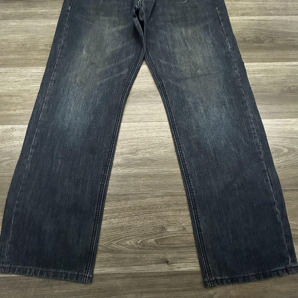 Coogi Jeans Mens 36x32 Dark Blue Wash Relaxed Straight Leg Embroidered Denim Y2K