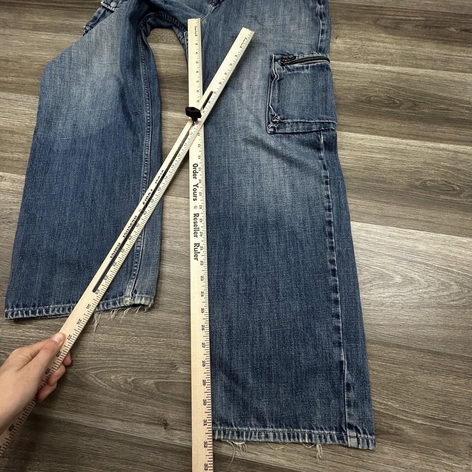 Vintage Guess Cargo Jeans Mens 32x32 Blue Wide Leg Carpenter Baggy Denim Y2K