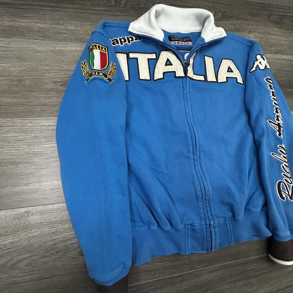 Vintage Kappa Italy Track Jacket Mens Small Blue Rugby Soccer FIR Italia 90s