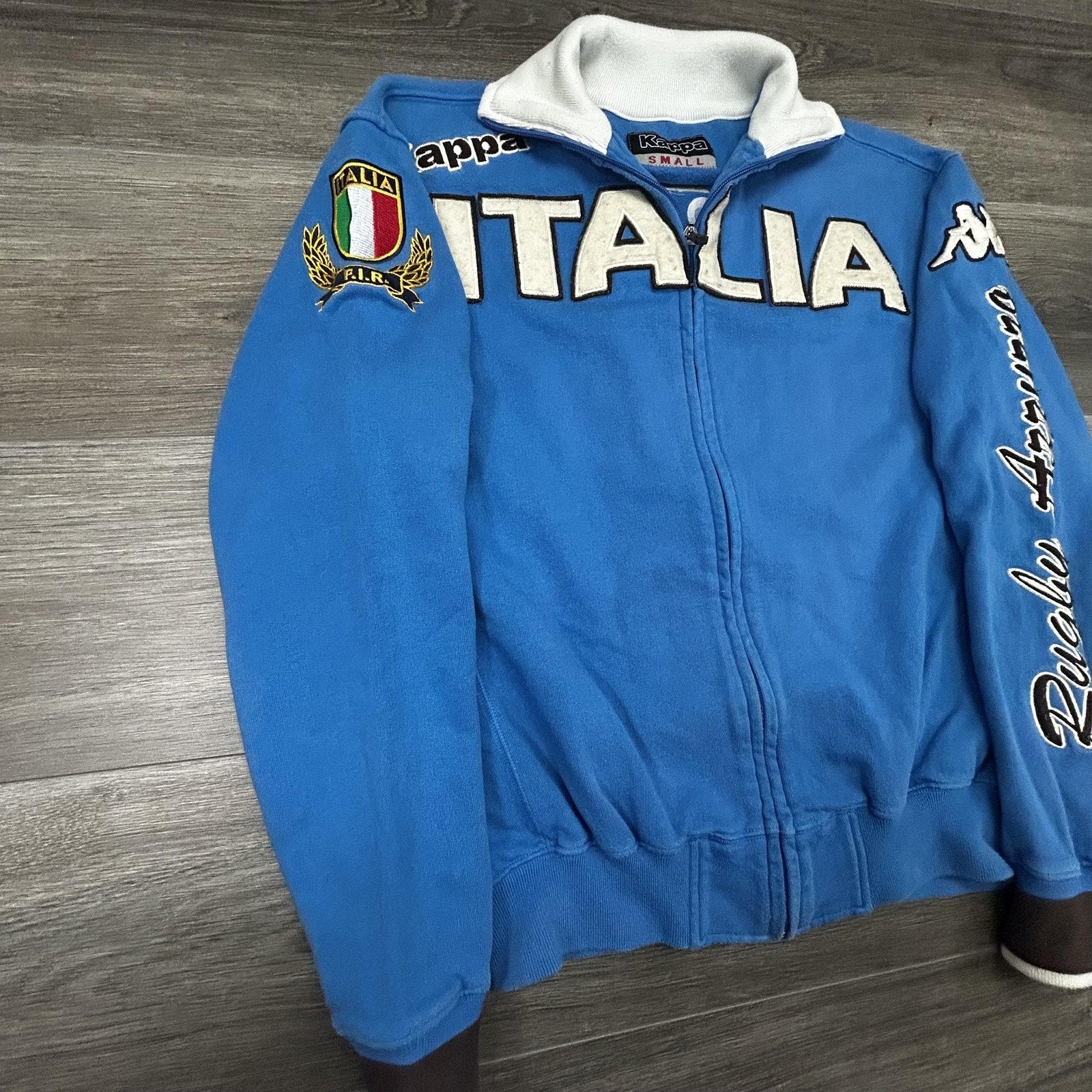 Vintage Kappa Italy Track Jacket Mens Small Blue Rugby Soccer FIR Italia 90s