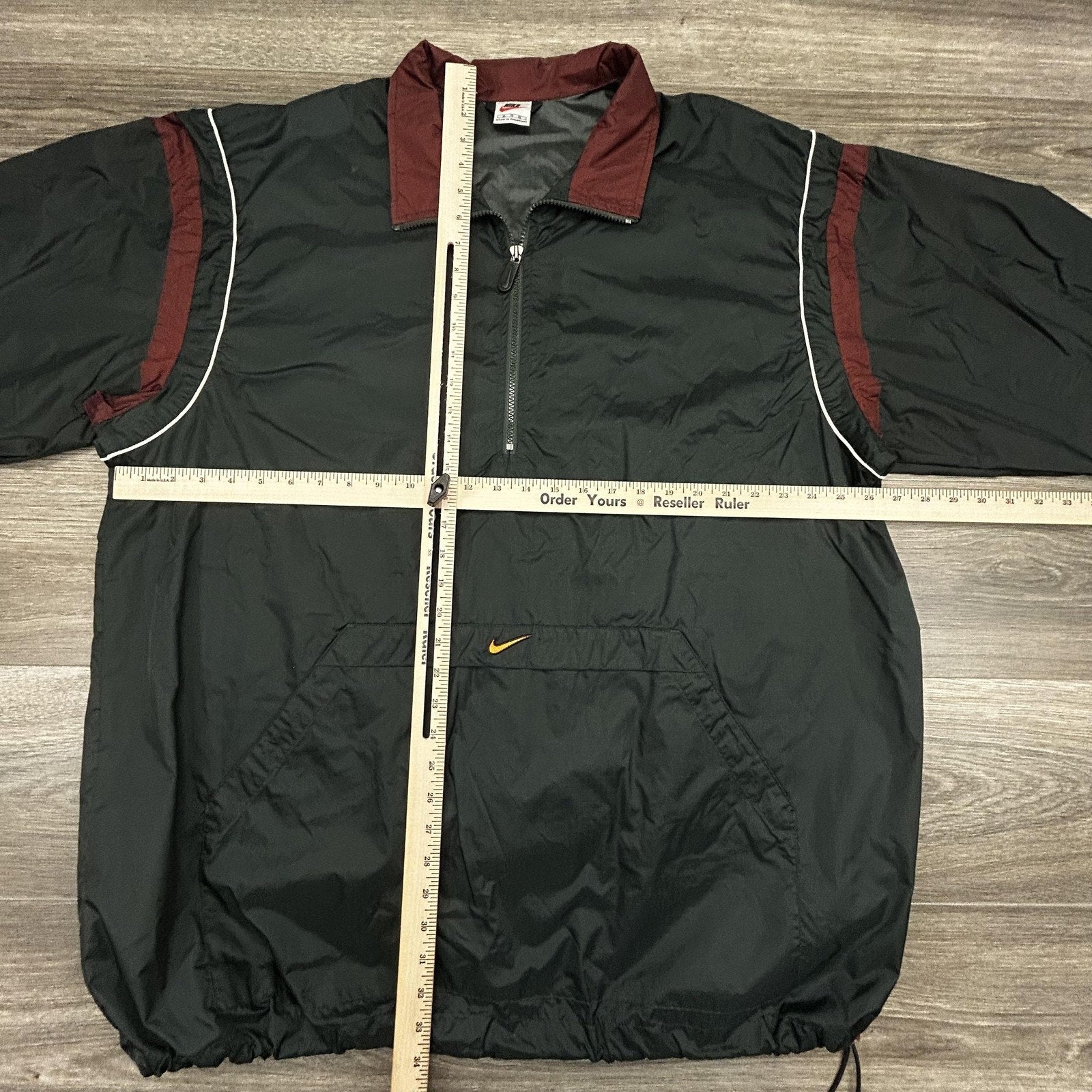 Vintage Nike Windbreaker Jacket Mens XL Black 1/4 Zip Pullover Center Swoosh 90s