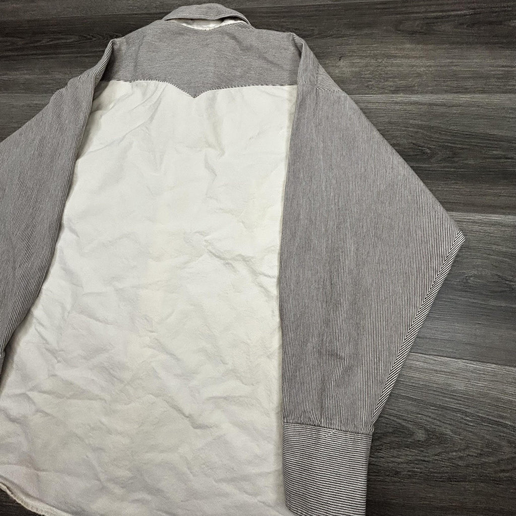 Vintage Panhandle Slim Pearl Snap Shirt Mens Medium White Smile Pocket 80s USA