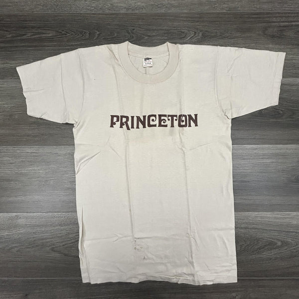 True Vintage 70s Princeton Shirt Mens Medium Beige Ivy Single Stitch Made in USA