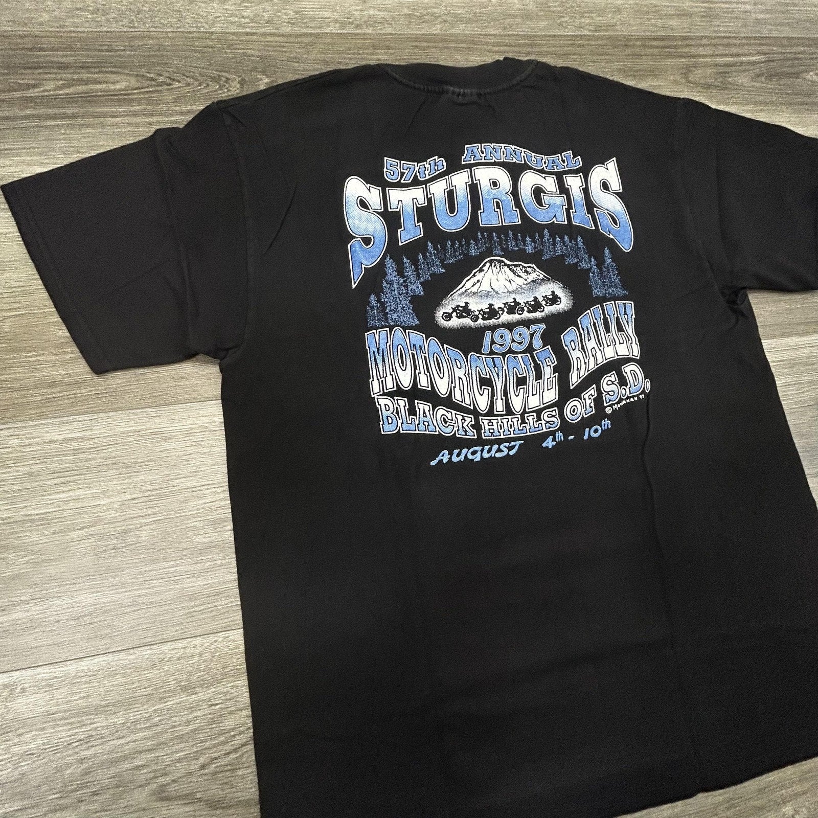 Vintage Sturgis Shirt Mens Large Black Single Stitch Eagle Motorcycle USA 1997