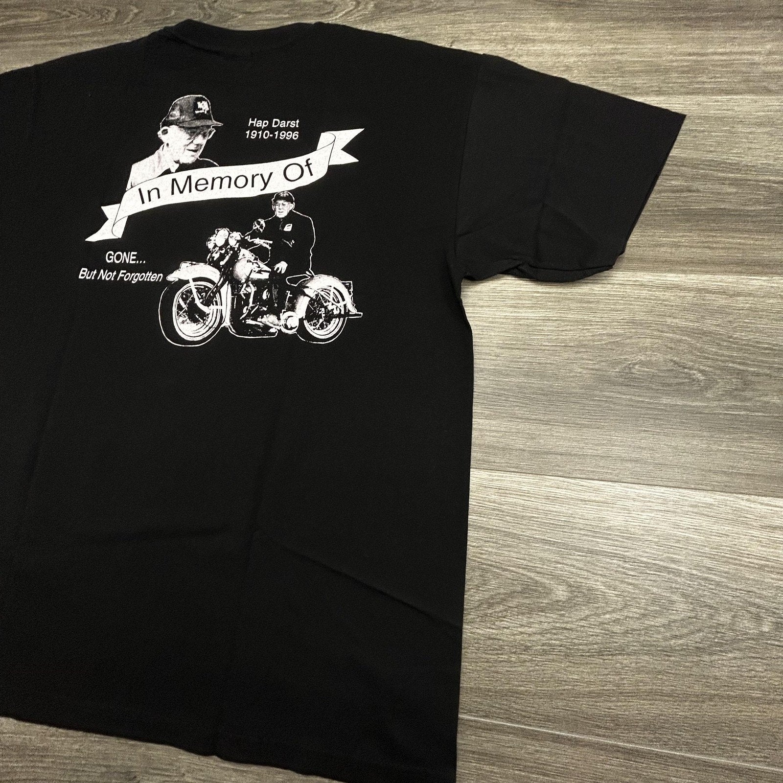 Vintage Biker Shirt Mens Large Black Abate Motorcycle Single Stitch Made USA 90s