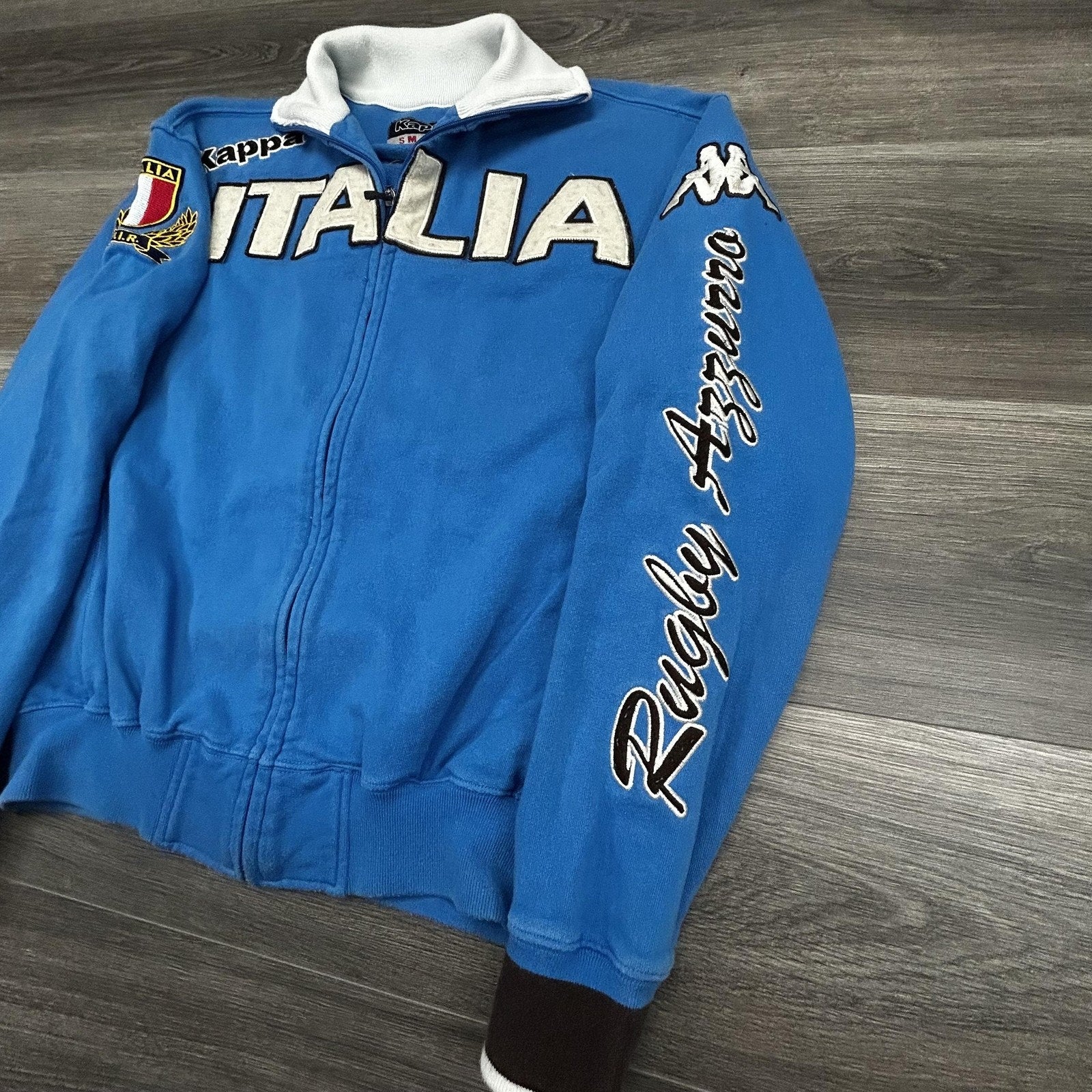 Vintage Kappa Italy Track Jacket Mens Small Blue Rugby Soccer FIR Italia 90s