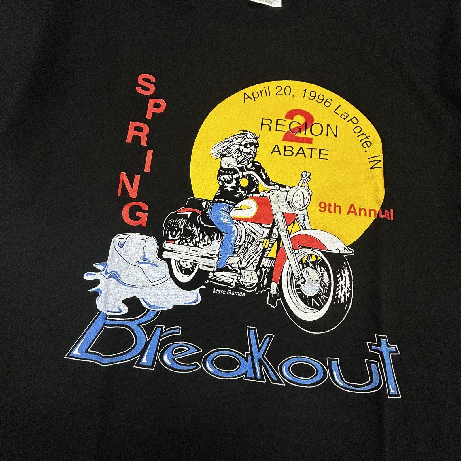 Vintage Biker Shirt Mens Large Black Abate Motorcycle Single Stitch Made USA 90s