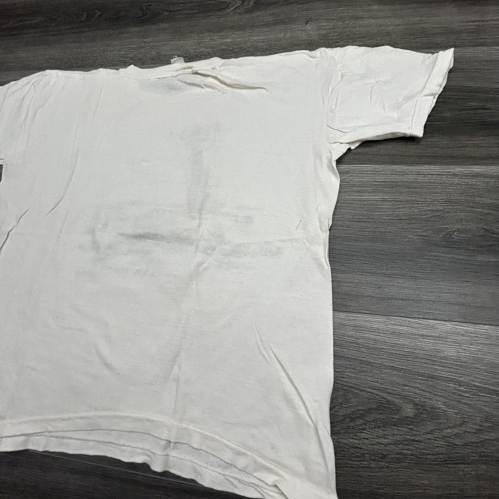 True Vintage 70s Cody Wyoming Shirt Mens Medium White Buffalo Geyser Faded USA