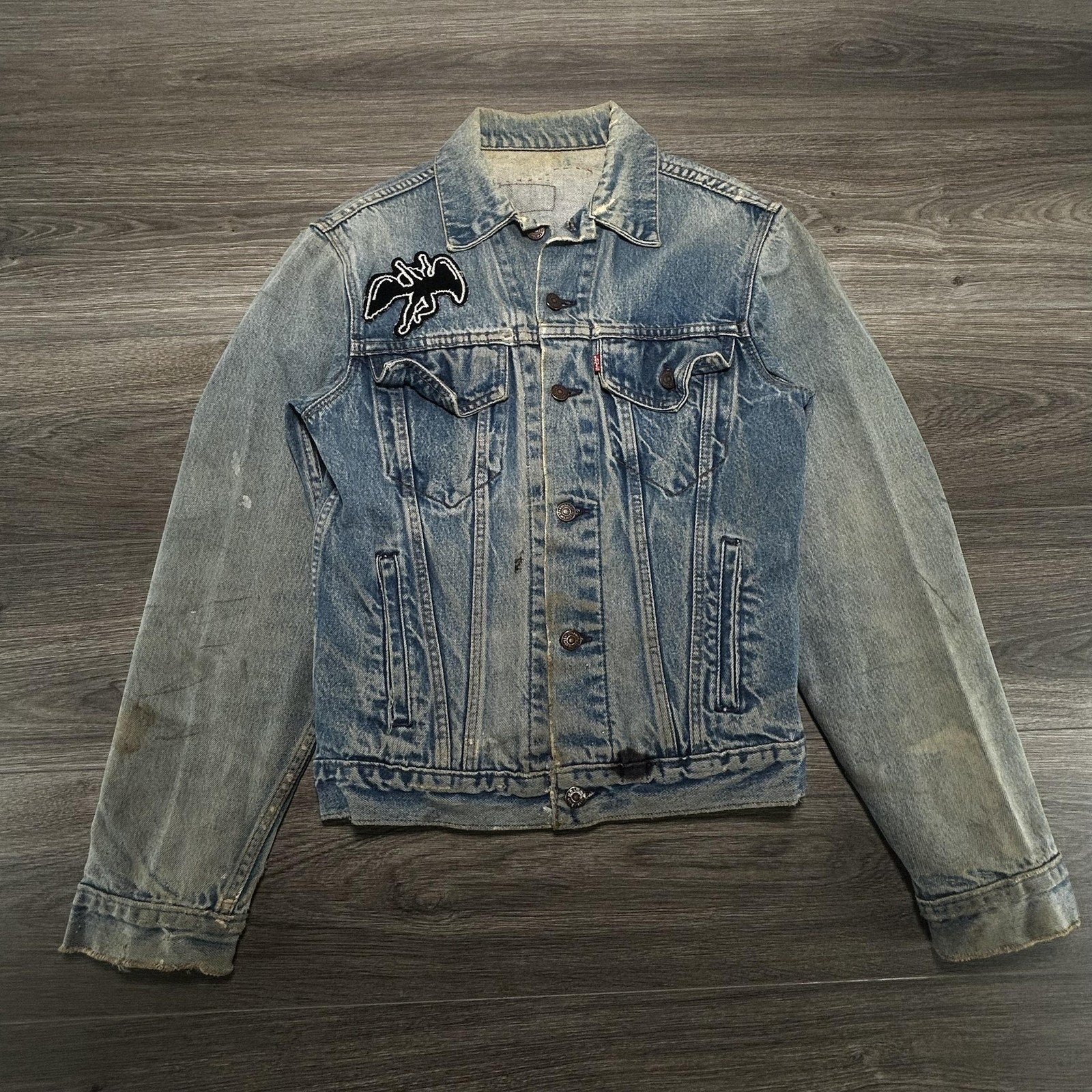 Vintage 80s Led Zeppelin Levis Denim Jacket Mens 38L Custom Patch Type III USA
