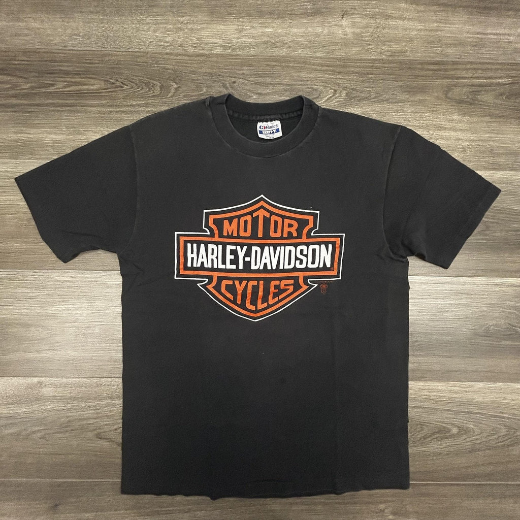 Vintage 80s Harley Davidson Shirt Mens Large Black Single Stitch Faded Made USA
